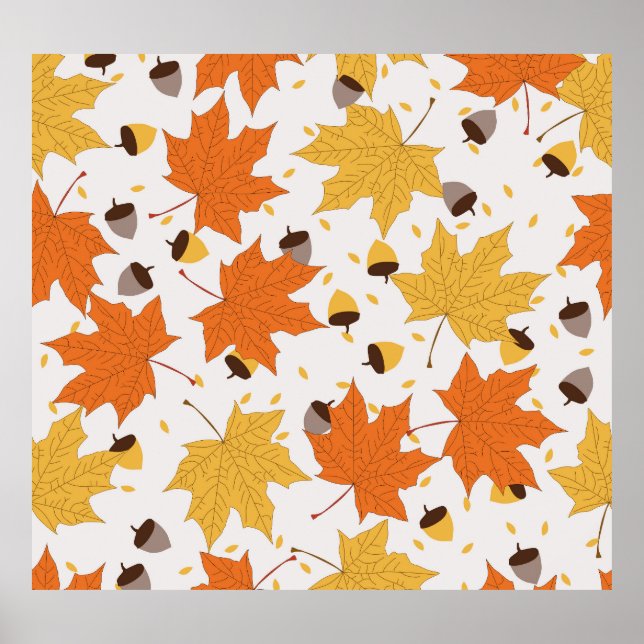 Autumn leaves, vintage seamless design. poster (Front)