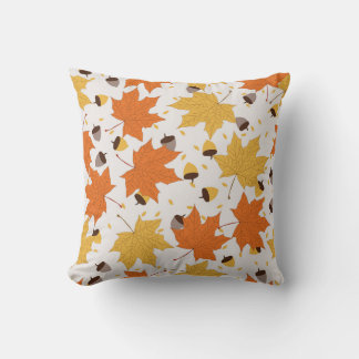 Autumn leaves, vintage seamless design. throw pillow