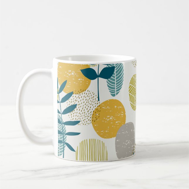 Autumn leaves, vintage seamless pattern. coffee mug (Left)