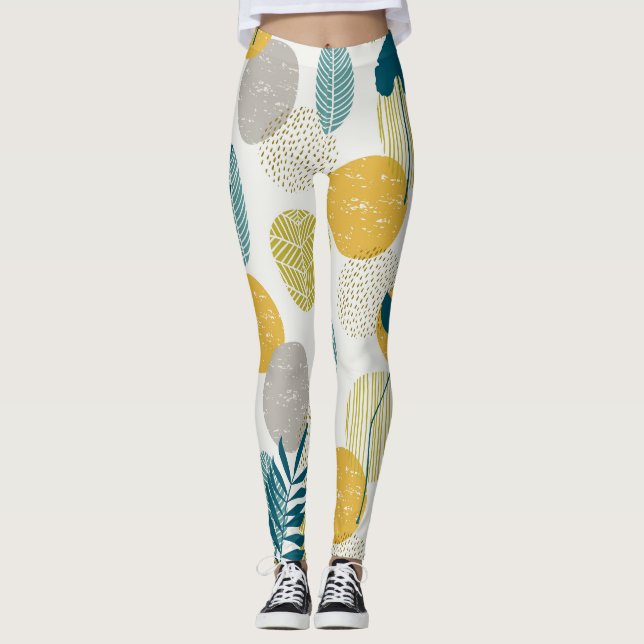 Autumn leaves, vintage seamless pattern. leggings (Front)