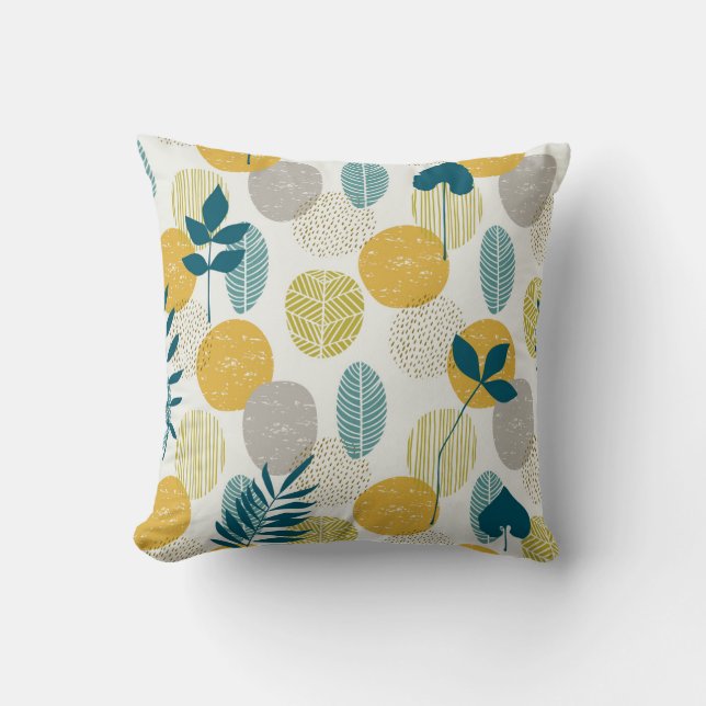 Autumn leaves, vintage seamless pattern. throw pillow (Front)