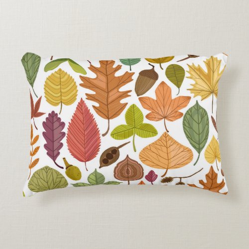 Autumn leaves vintage white background accent pillow