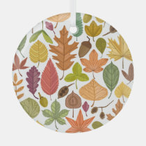 Autumn leaves: vintage white background. glass ornament