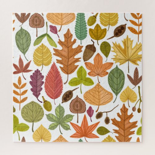 Autumn leaves vintage white background jigsaw puzzle