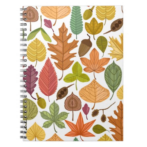 Autumn leaves vintage white background notebook