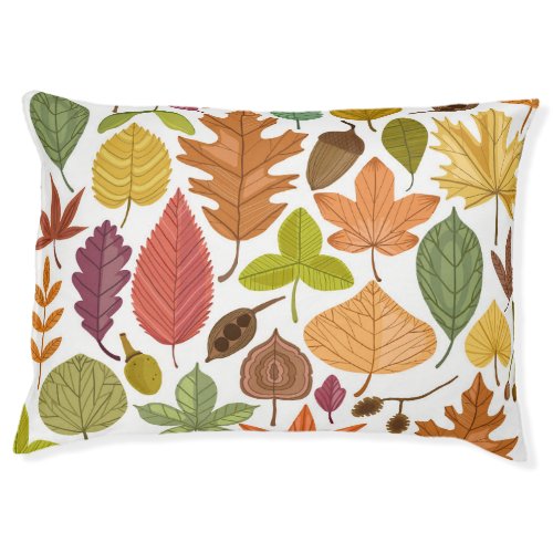 Autumn leaves vintage white background pet bed