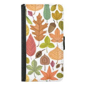 Autumn leaves: vintage white background. samsung galaxy s5 wallet case