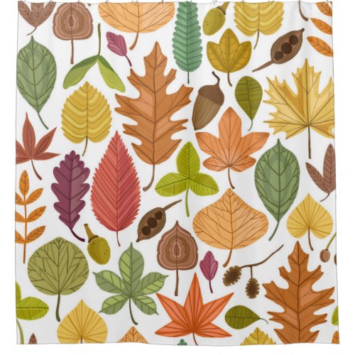 Autumn leaves vintage white background shower curtain