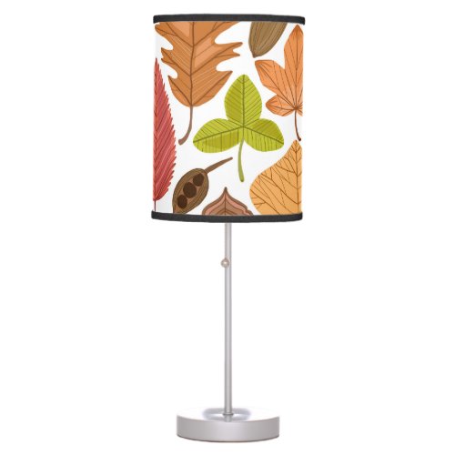 Autumn leaves vintage white background table lamp