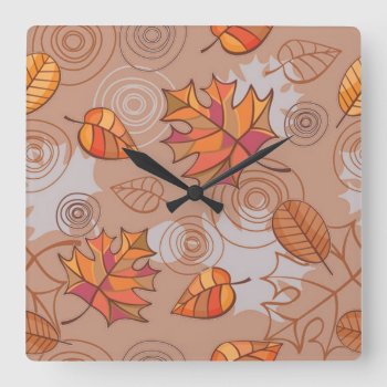 Autumn Leaves Wall Clock by ImGEEE at Zazzle