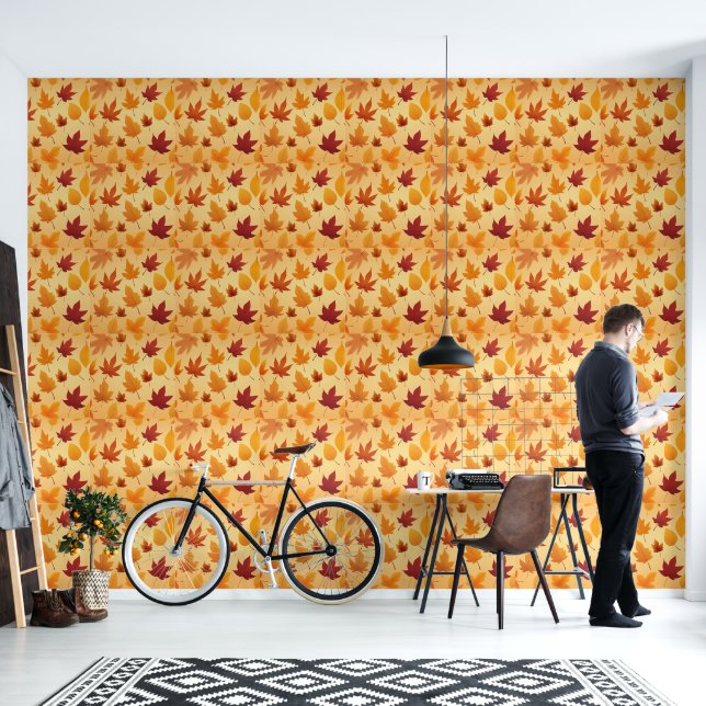 autumn leaves warm abstract background wallpaper (Living Room)