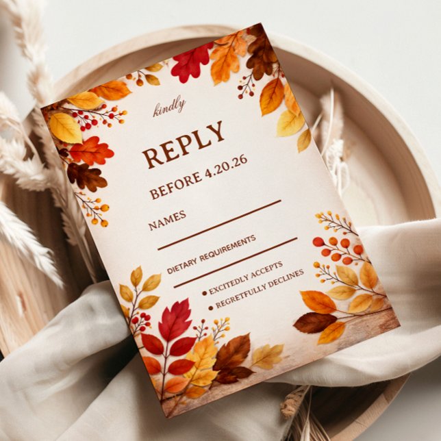 Autumn Leaves Warm Botanical RSVP Card (Creator Uploaded)