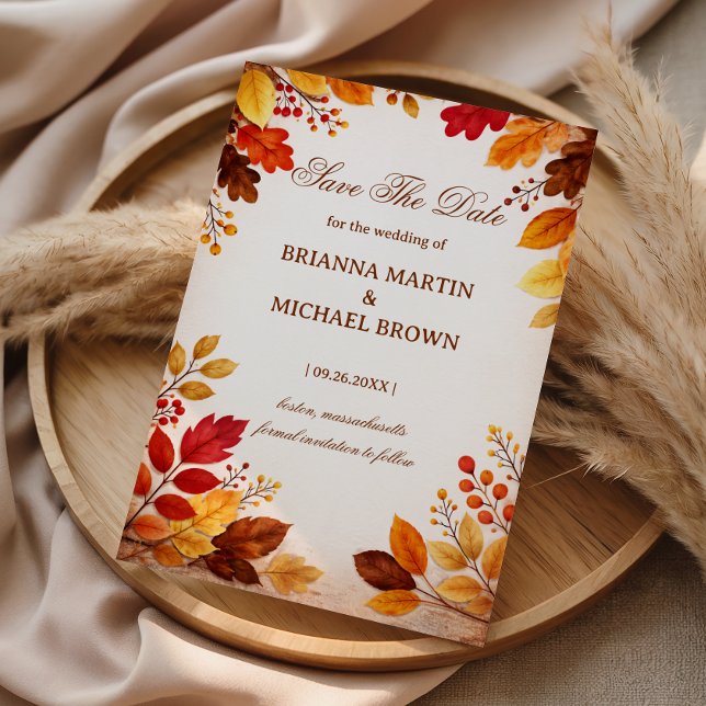 Autumn Leaves Warm Botanical Save The Date (Creator Uploaded)