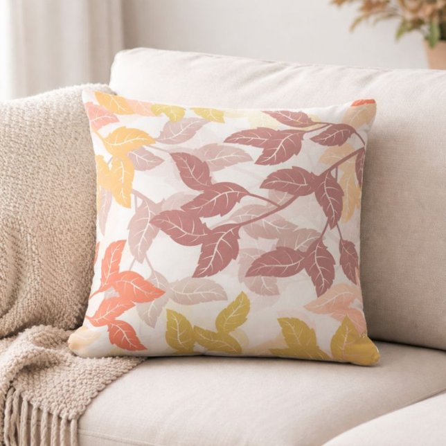 Autumn Leaves Warm Tones Throw Pillow (Creator Uploaded)
