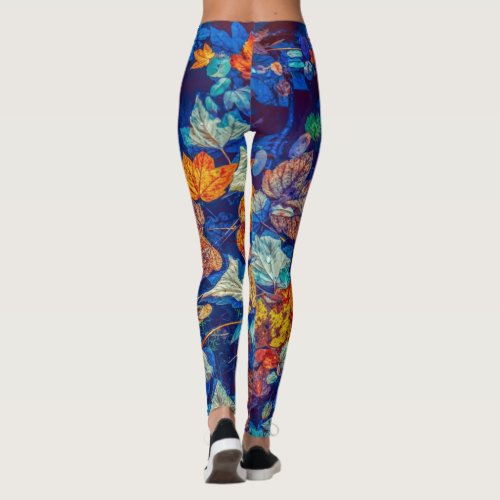 autumn leaves water color leggings