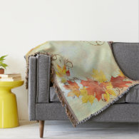 Autumn Leaves Watercolor ALWX Throw Blanket