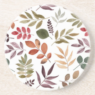 Autumn Leaves Watercolor Colorful Leaf Coaster