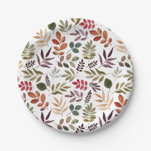 Autumn Leaves Watercolor Colorful Leaf   Paper Plates