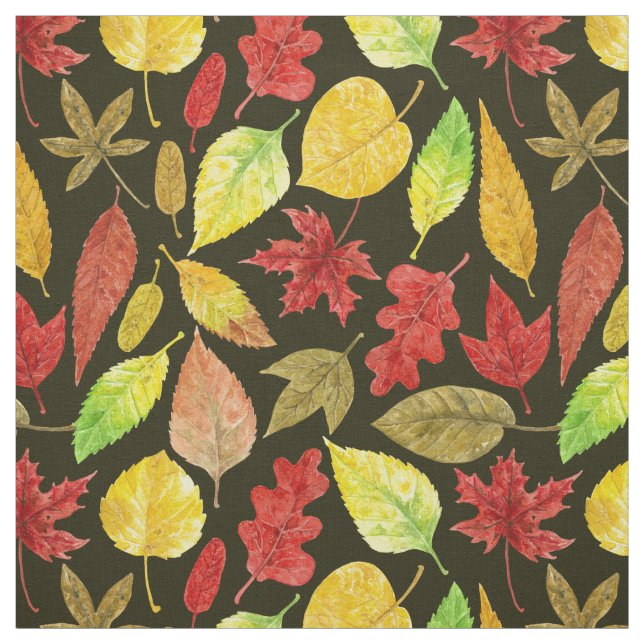 Autumn leaves watercolor dark fabric (Swatch)