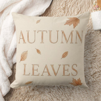 Autumn Leaves Watercolor Editorial Typography Throw Pillow