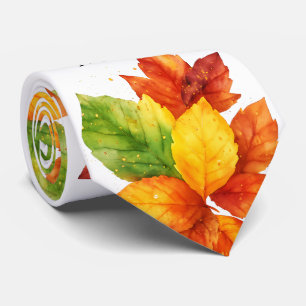 Autumn Leaves Watercolor Fall Foliage Pattern Neck Tie