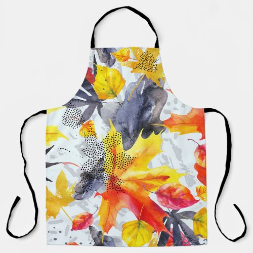Autumn Leaves Watercolor Fall Pattern Apron