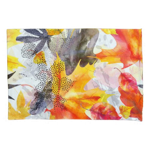 Autumn Leaves Watercolor Fall Pattern Pillow Case