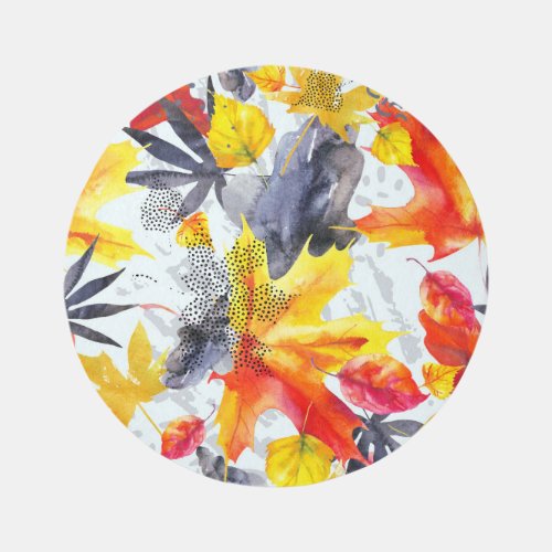 Autumn Leaves Watercolor Fall Pattern Rug
