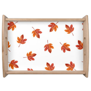 Autumn Leaves Watercolor Hand Drawn Serving Tray