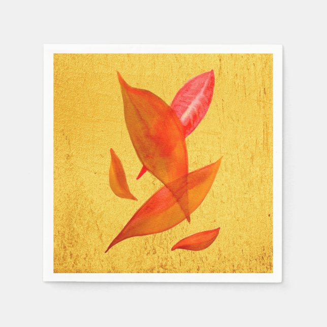 Autumn leaves watercolor illustration picnic art napkins (Front)