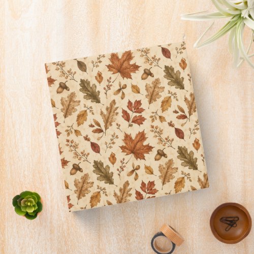 Autumn Leaves Watercolor Pattern 3 Ring Binder