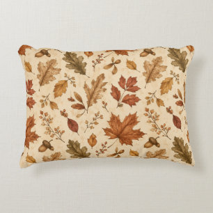 Autumn Leaves Watercolor Pattern  Accent Pillow