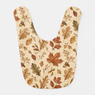 Autumn Leaves Watercolor Pattern Baby Bib