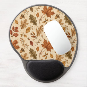 Autumn Leaves Watercolor Pattern Gel Mouse Pad