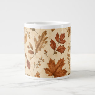 Autumn Leaves Watercolor Pattern Giant Coffee Mug
