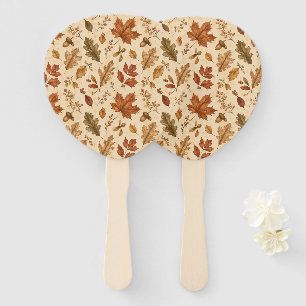 Autumn Leaves Watercolor Pattern Hand Fan