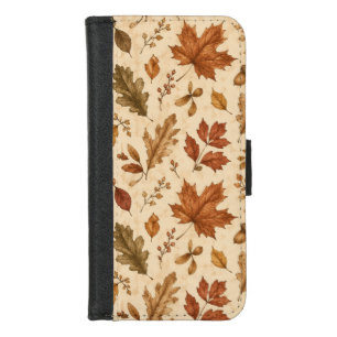 Autumn Leaves Watercolor Pattern iPhone 8/7 Wallet Case