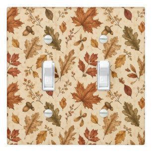 Autumn Leaves Watercolor Pattern Light Switch Cover