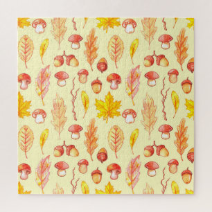 Autumn Leaves: Watercolor Retro Wallpaper Jigsaw Puzzle