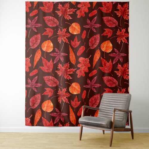 Autumn leaves watercolor tapestry