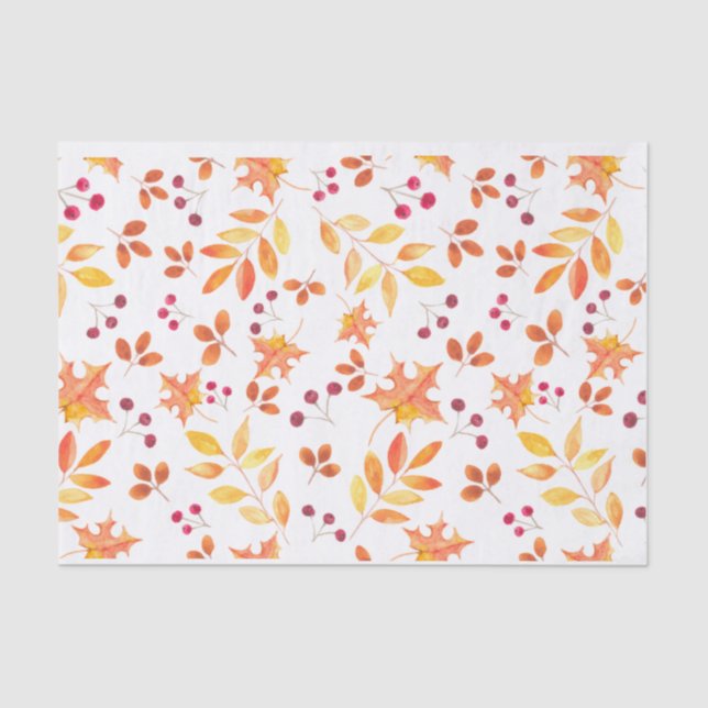 Autumn Leaves Watercolor Tissue Paper (Front)