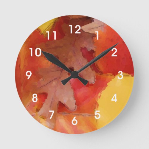 Autumn Leaves Watercolor Wall Clock