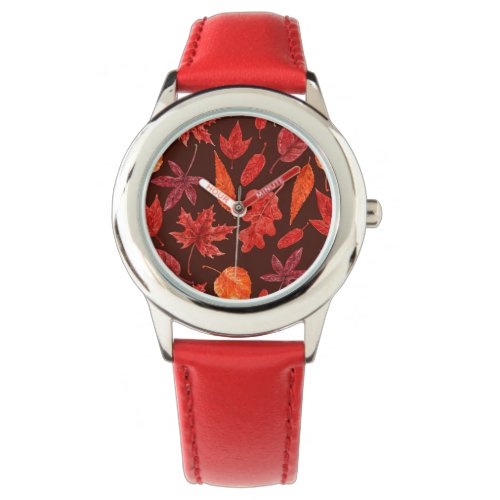 Autumn leaves watercolor watch