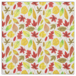 Autumn leaves watercolor white fabric