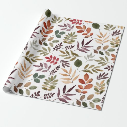 Autumn Leaves Watercolor  Wrapping Paper