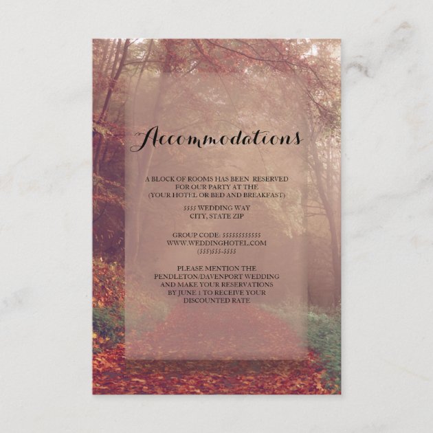 Autumn Leaves Wedding  Accommodations Enclosure Card