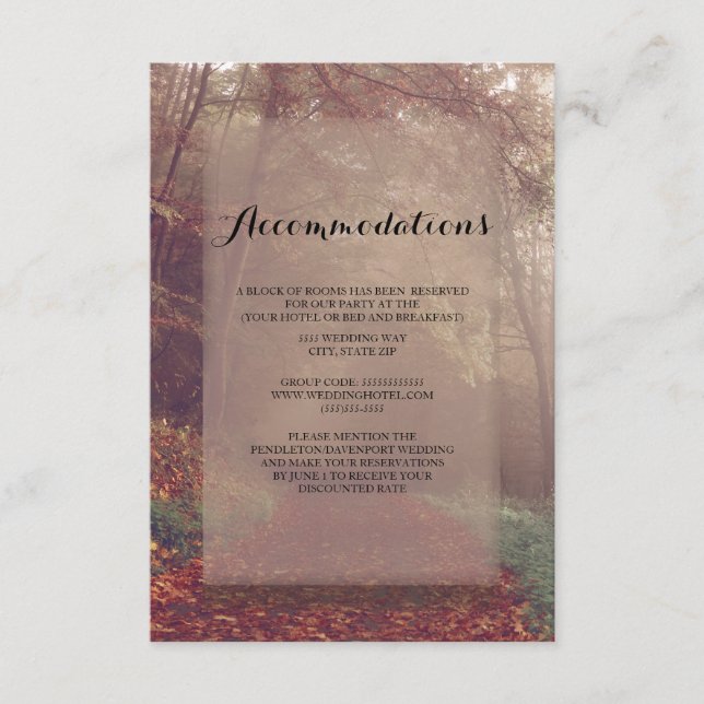Autumn Leaves Wedding  Accommodations Enclosure Card (Front)