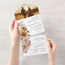 Autumn Leaves Wedding All In One Invitation