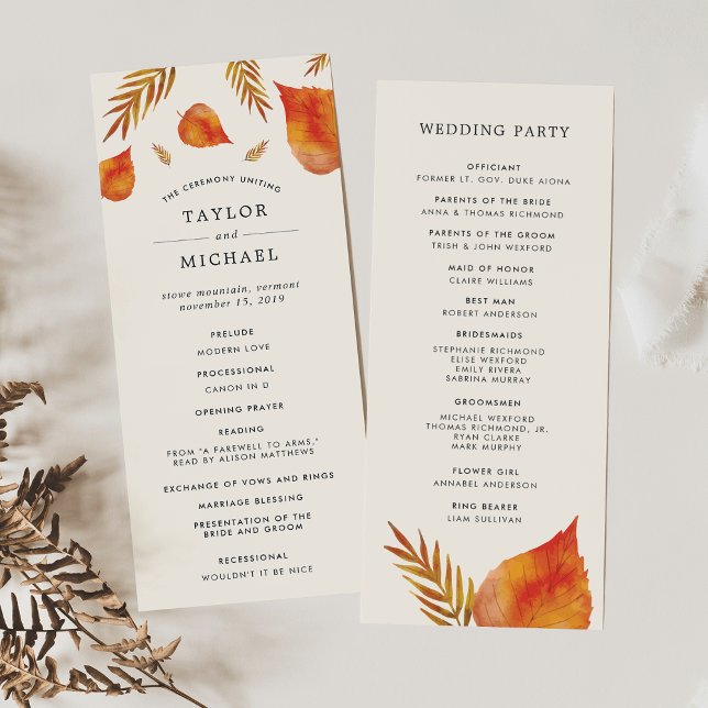 Autumn Leaves Wedding Ceremony Program (Creator Uploaded)