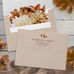 Autumn Leaves Wedding Envelope<br><div class="desc">Autumn Leaves Wedding envelope. This elegant and rustic wedding envelope features hand-painted watercolor burnt orange and terracotta leaves, cream and beige dahlias, and beautiful rust-colored roses perfect for a fall or autumn wedding! The back of the envelope has the bride and groom's return address. This design is part of the...</div>